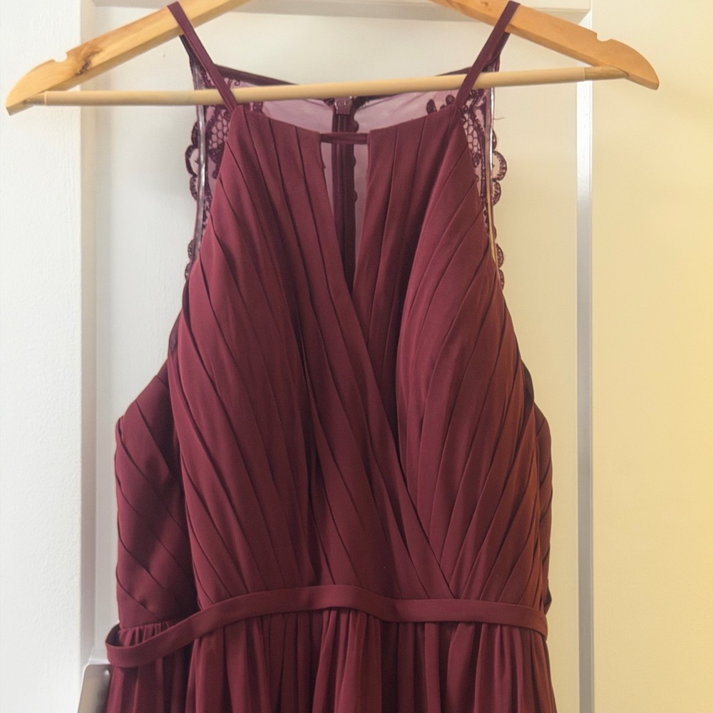 Azazie Deep Burgundy Stewart Pleated Dress